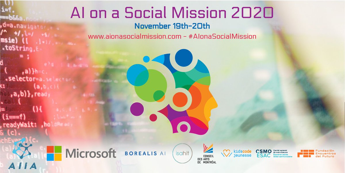 AIIAorg's tweet photo. It's in less than 48 hours! Mega boost from 2 new amazing partners today, sincere thanks to @omar_rashid from @microsoftcanada ⚡️⚡️⚡️Huge thanks as well to @fagrafioti from @BorealisAI 🚀#partnersonamission 🙏 @isahitcom @ConseilArtsMtl #AIOASM2020 #AIethics #SDGs https://t.co/jr6nJlBx6D