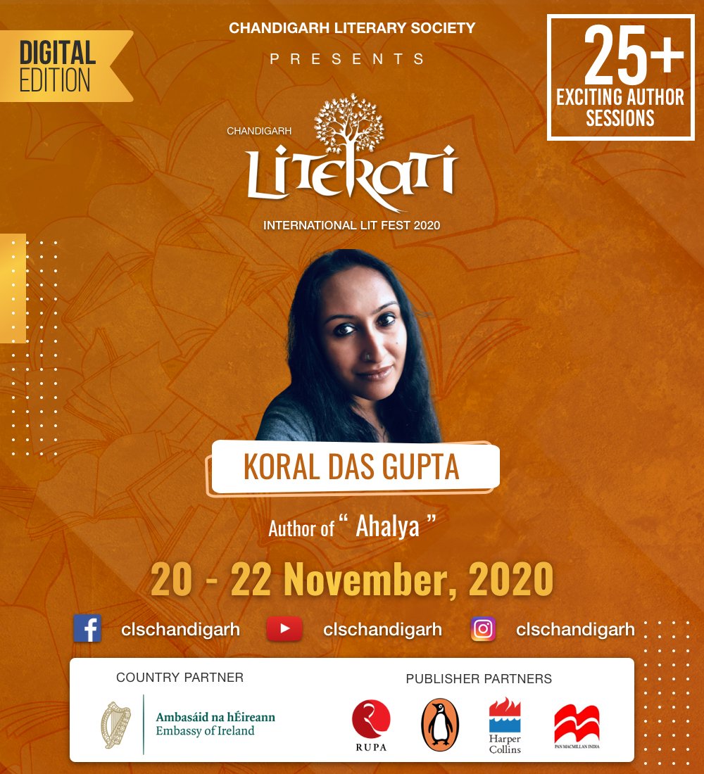 Ahalya at Literati 2020.
LIVE on Facebook & Youtube handles of @clschandigarh 
November 20- 22 
for the annual Chandigarh Lit Fest, digital this year. 
Tune in for conversations on Art, Literature and more.
#Literati 2020 #ChandigarhLitFest '
@PanMacIndia