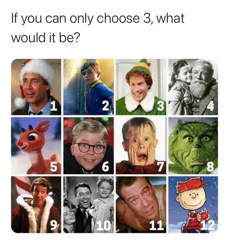 OKAY THIS IS NOT FAIR! ￼😫 But if I have to choose... I would go with 9, 10 &amp; 12. What does everyone think?! 🎄#ChristmasMovies #Christmas #ChristmasSeason #MovieMarathon #MovieNight #ChristmasVibes #MostWonderfulTimeOfTheYear