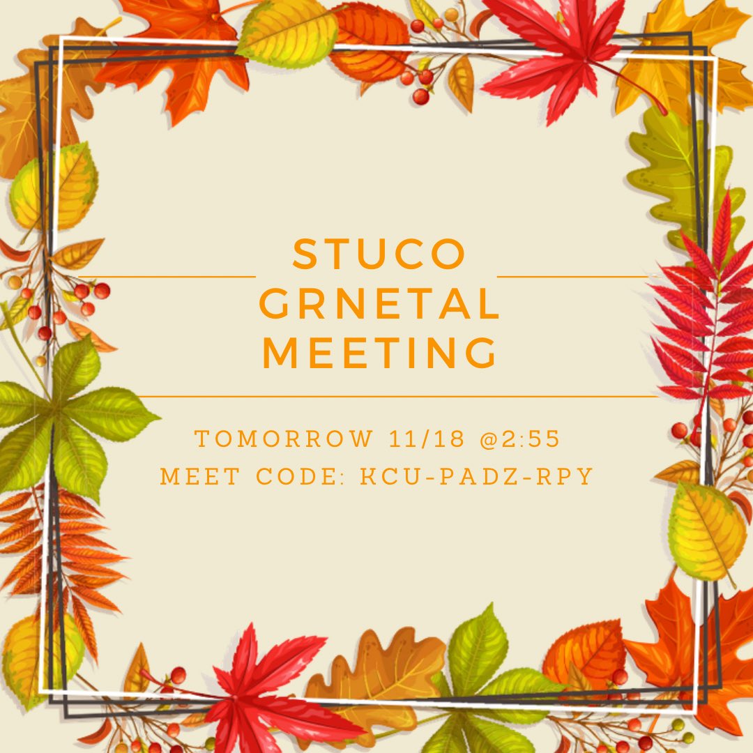 GarlandhsStuco's tweet photo. There will be a general meeting tomorrow after school at 2:55! Hope to see you virtually or in Mr. Moore’s room (Room 410)! https://t.co/mh9h5Ti518