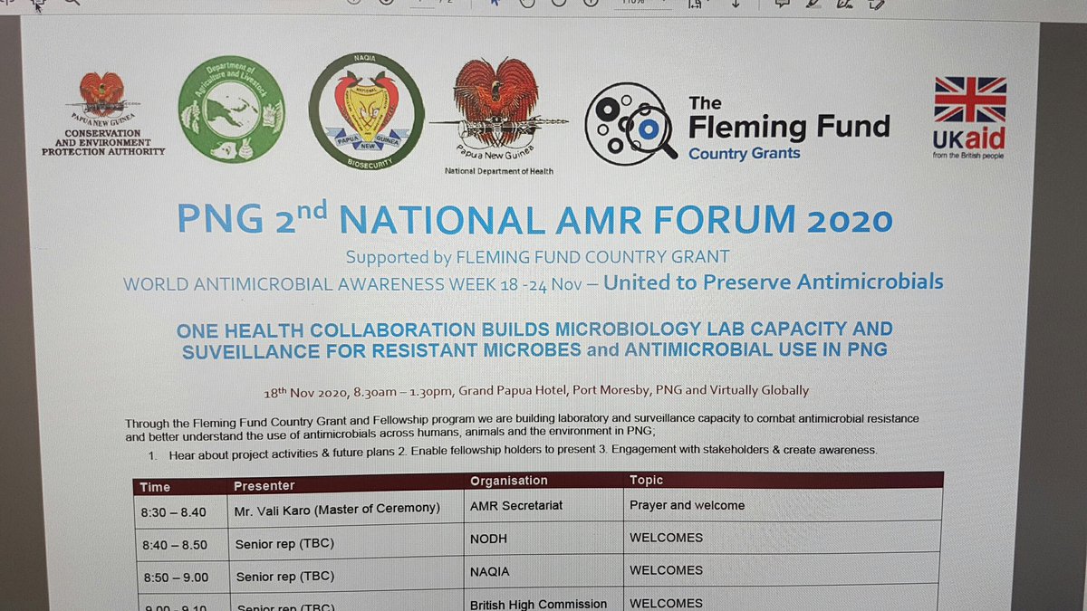 2nd AMR forum in Papua New Guinea now on. <a href="/BurnetInstitute/">Burnet Institute</a> <a href="/ApcahUnimelb/">Asia Pacific Centre for Animal Health</a> @FVASunimelb @FAOAnimalHealth <a href="/FlemingFund/">The Fleming Fund</a> <a href="/TheDohertyInst/">Doherty Institute</a> <a href="/OIEAnimalHealth/">OIEAnimalHealth</a> <a href="/WHO/">World Health Organization (WHO)</a>