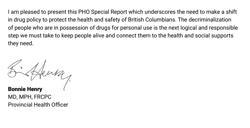 i know that the position of provincial public health is that criminalization is harmful. but i was astonished and alarmed (!!!) by what dr henry said yesterday. so should you.this is her report from may 2019, "stopping the harm" https://www2.gov.bc.ca/assets/gov/health/about-bc-s-health-care-system/office-of-the-provincial-health-officer/reports-publications/special-reports/stopping-the-harm-report.pdf