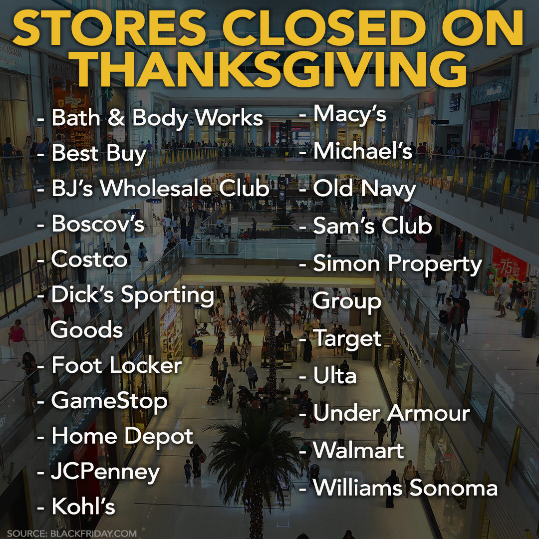 ABC7's tweet image. CLOSED ON THANKSGIVING: In past years, many stores have opened their doors to Black Friday shoppers beginning on Thanksgiving. This year, many of these same retailers have announced that they will be staying closed: abc7.la/35Hp1cy
