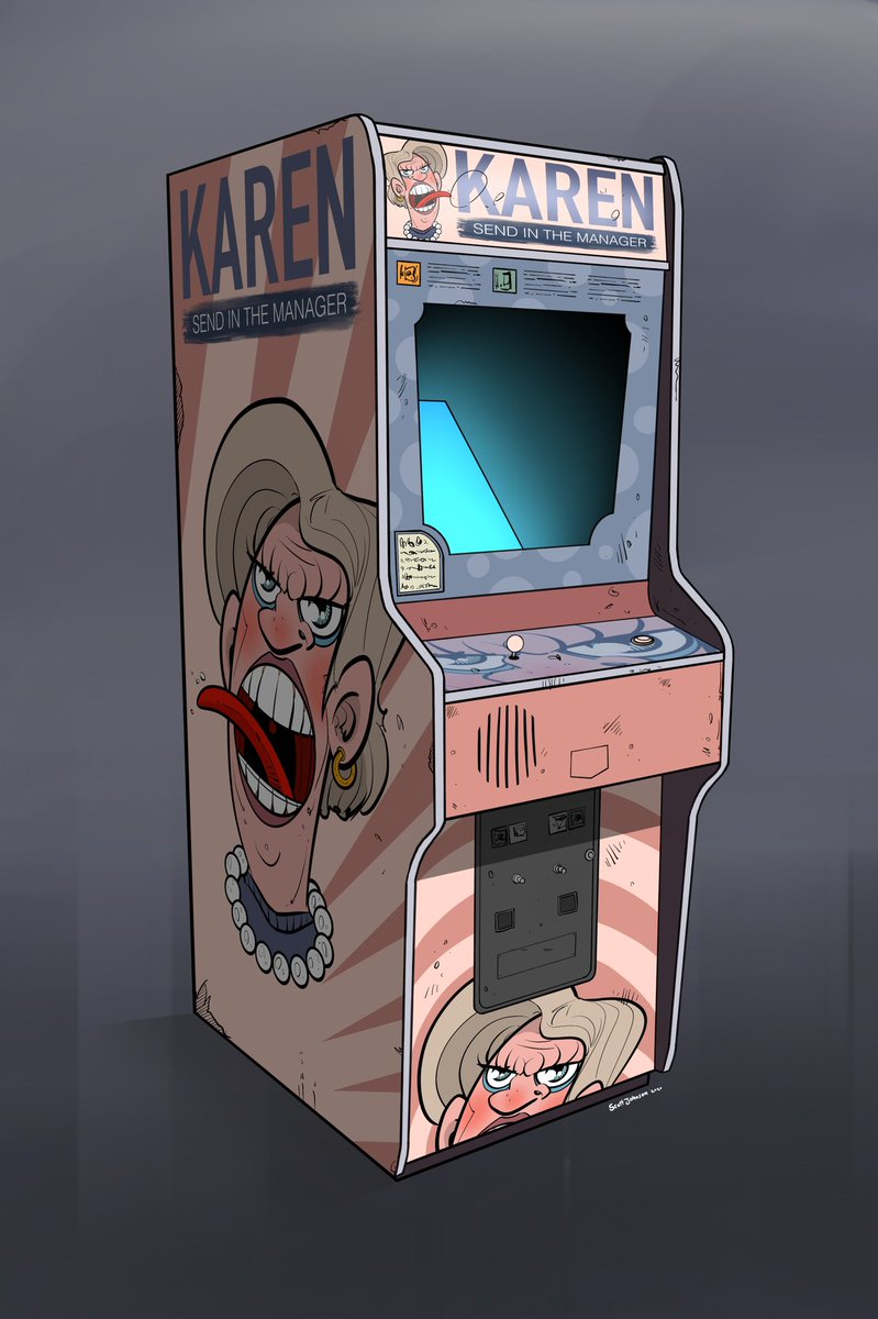 scottjohnson's tweet photo. I made a Karen arcade machine. #art #drawing https://t.co/m1pfIkhBUH