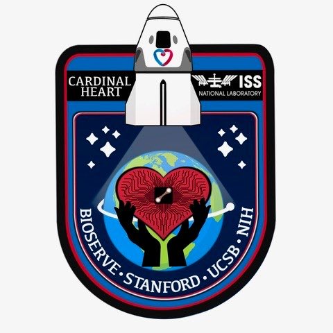 iDilipThomas's tweet photo. Introducing #CardinalHeart mission patch! Truly a team effort from @StanfordCVI @BioServeST @UCSBengineering @ncats_nih_gov @ISS_CASIS #microgravity #EngineeredHeartTissues #NASA #BecauseScienceIsCool Patch designed by @SPShenoy9 https://t.co/3PB5bZF5fP