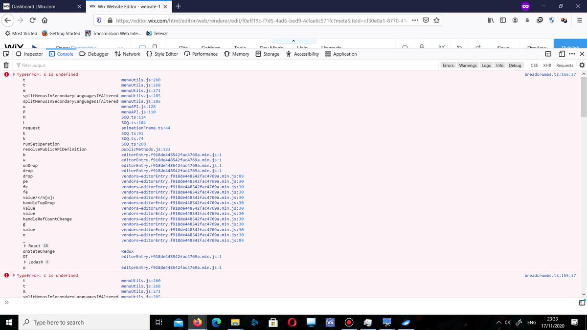 Unbeileve's tweet photo. @WixHelp Here’s screenshots of development console errors https://t.co/wtq9x3nYOf