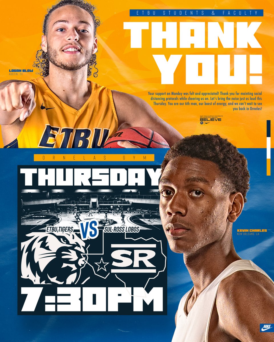 ETBU_MBSK's tweet photo. ETBU students and faculty were rockin' in Ornelas on Monday! Bring the same energy on Thursday!

@ETBUStudentLife 
@GoETBUTigers 
@ETBU_Football 
@ETBU_WBSK 
@ETBU_Softball 
@ETBU_Volleyball 
@ETBU_Baseball 

#BELIEVEtbu | #ETBU | #TexasTigers | #TigersUnite https://t.co/wfOw7tIT6b