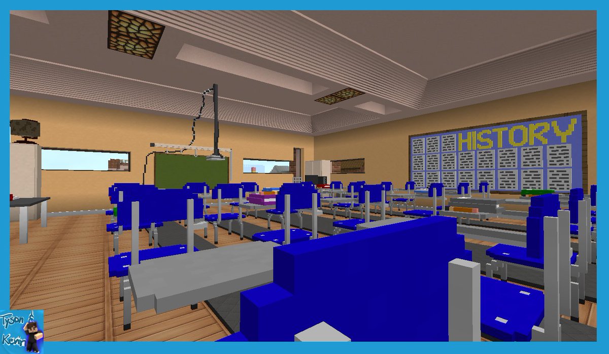 TysonAndKevin's tweet photo. Commissioned Classrooms finished for @sunnypopfeline #minecraft #chiselandbits #minecraftbuilds I enjoyed building this, It was really fun! https://t.co/8HCDJ1A2TX