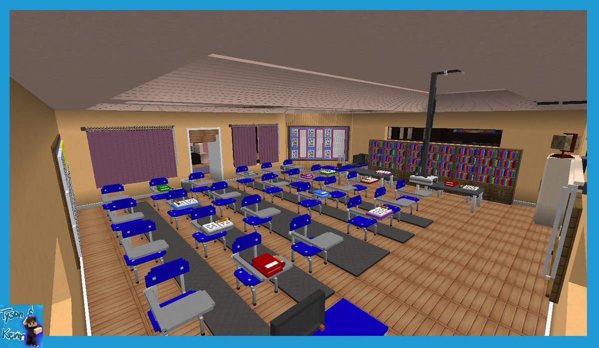TysonAndKevin's tweet photo. Commissioned Classrooms finished for @sunnypopfeline #minecraft #chiselandbits #minecraftbuilds I enjoyed building this, It was really fun! https://t.co/8HCDJ1A2TX