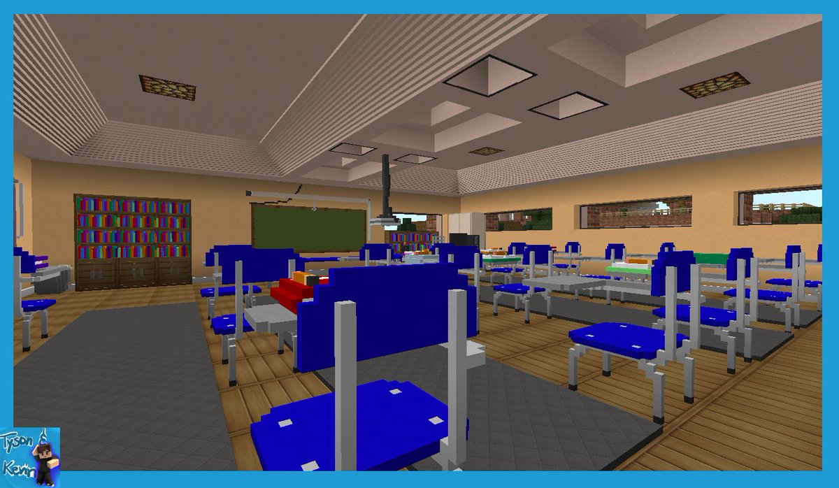 TysonAndKevin's tweet photo. Commissioned Classrooms finished for @sunnypopfeline #minecraft #chiselandbits #minecraftbuilds I enjoyed building this, It was really fun! https://t.co/8HCDJ1A2TX