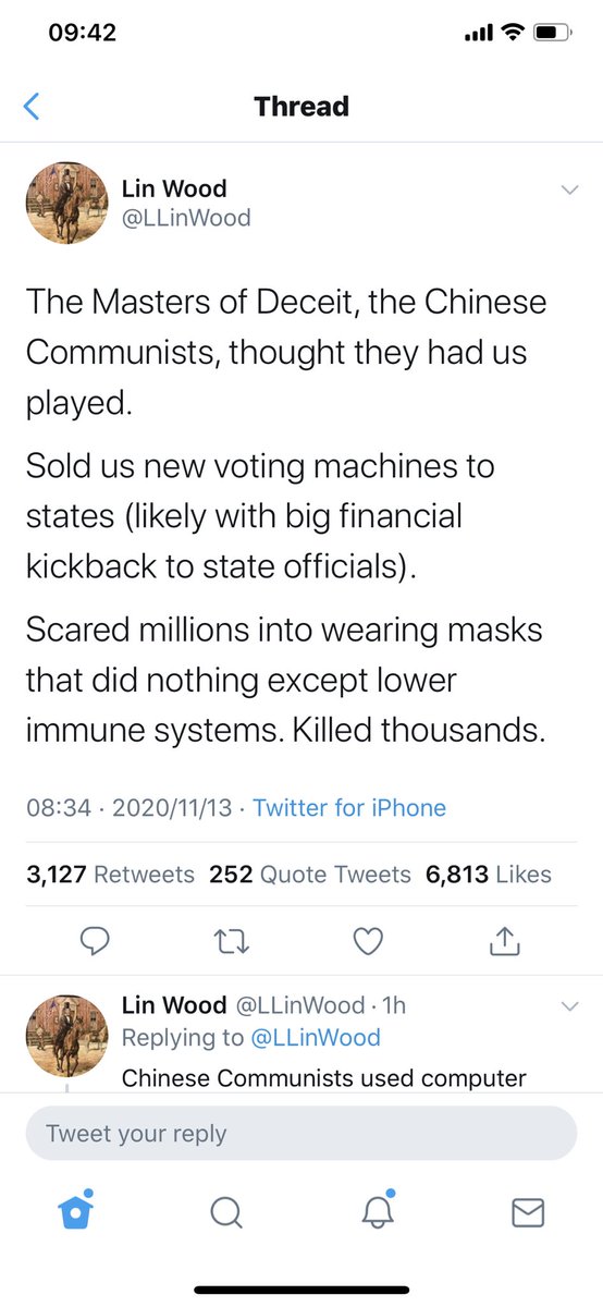 Fanatical  #Trump supporting Chinese ex-dissidents in the  #US also drawing on material from Sidney Powel / Lin Wood (apparently actual lawyers) who’re running “Communist” “big tech” conspiracies. Wood’s feed especially unhinged; gifs, ranting + yes the “Epoch Times” aka Falun Gong