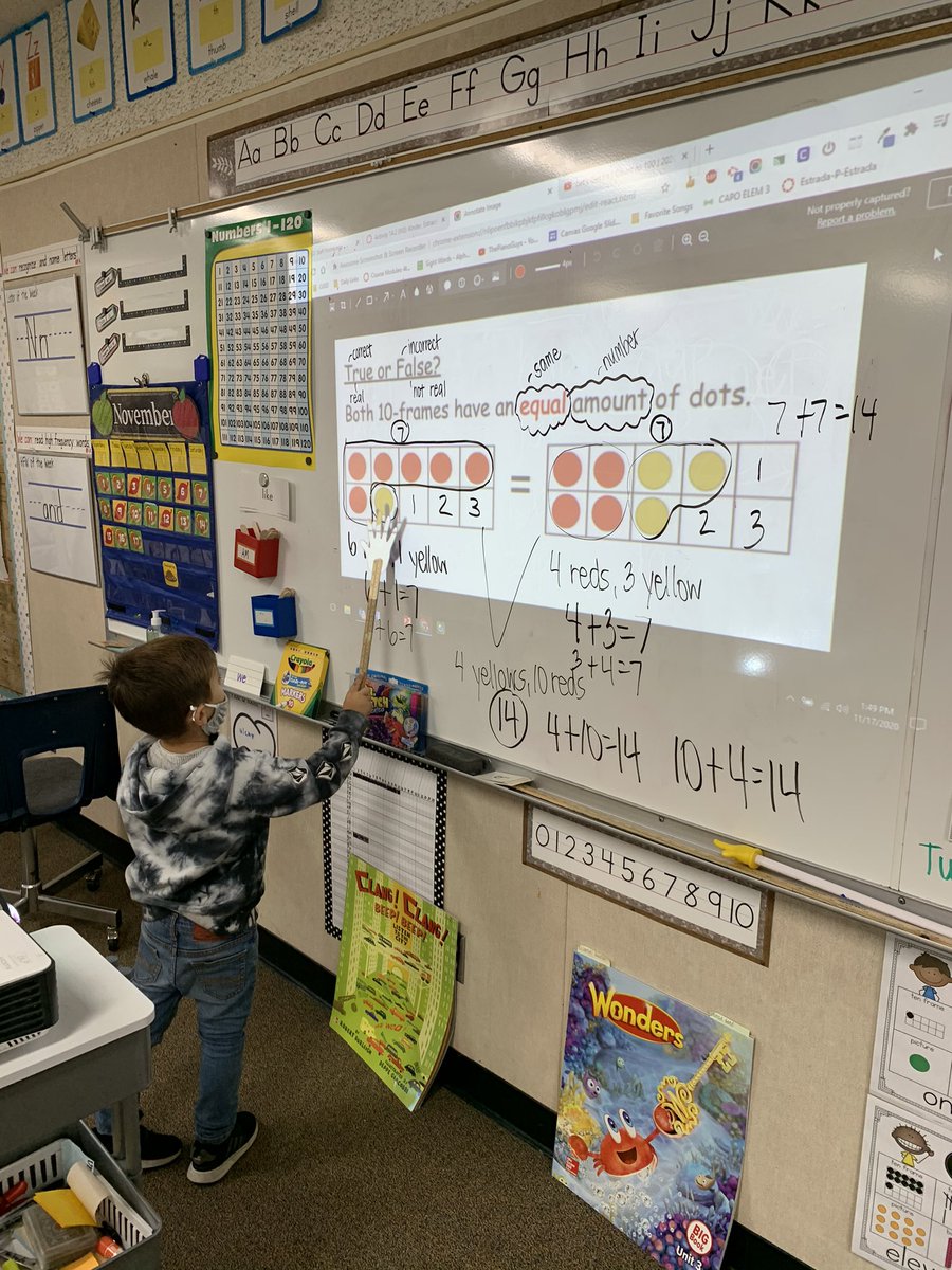 ReillyTOSA's tweet photo. Kindergarten mathematicians sharing their thinking during our True/False math talk today! Shout out to the Canvas kinder team who did such an awesome job on the math lessons! https://t.co/wYCiQ5Rr7T