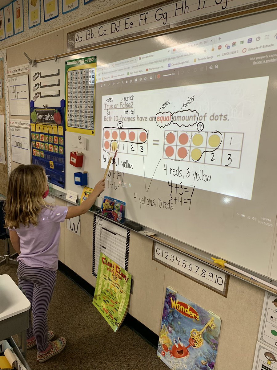 ReillyTOSA's tweet photo. Kindergarten mathematicians sharing their thinking during our True/False math talk today! Shout out to the Canvas kinder team who did such an awesome job on the math lessons! https://t.co/wYCiQ5Rr7T