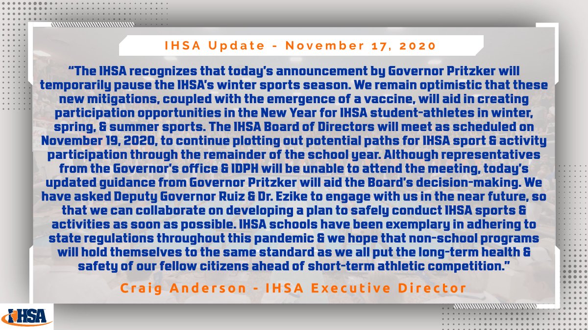 Update from #IHSA Executive Director Craig Anderson.

🔗Read below or here➡️ihsa.org/News-Media/Ann…