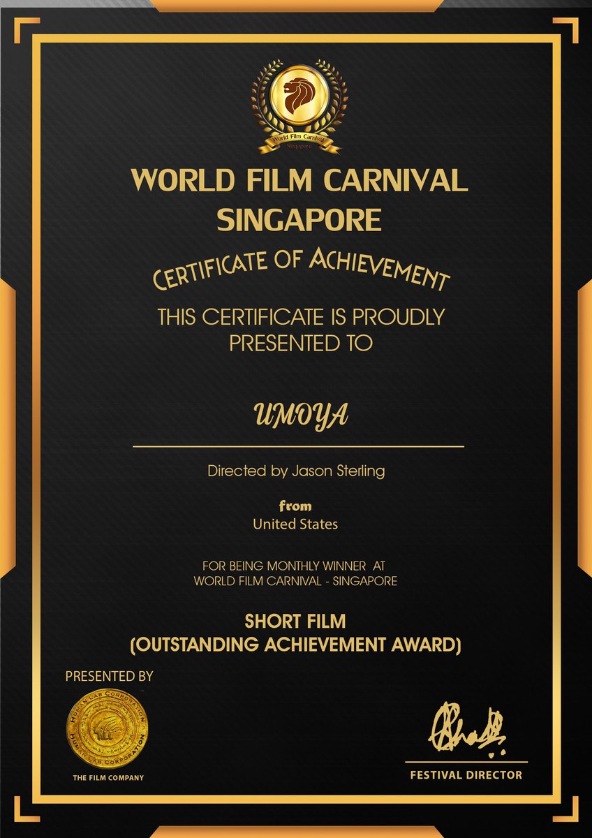 JSFilms3's tweet image. UMOYA WINS 7 FILM AWARDS IN SINGAPORE!!! The Awards are climbing as the UMOYAMANIA is beginning to grow around the world! UMOYA took top honors winning 7 Awards at the WORLD FILM CARNIVAL in Singapore! We would like to thank the WFC and the country of Singapore for this Privilege