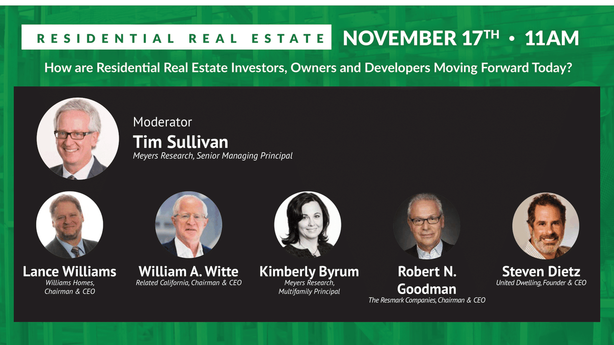 homeaidla's tweet photo. A huge thank you to our panelists who helped make today's webinar a success!

Tim Sullivan, Meyers Research
Lance Williams, Williams Homes, Inc. 
William A. Witte, Related California
Robert N. Goodman, The Resmark Companies
Steven Dietz, United Dwelling https://t.co/PgLSX6Kzea