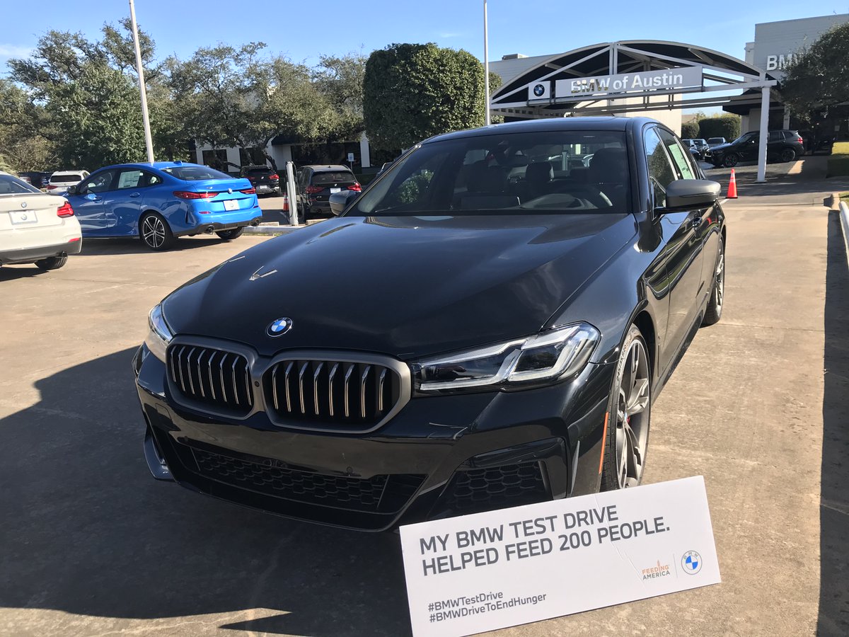 BMWAustin's tweet photo. Come test drive this 2021 BMW M550 between now and November 21st and we will donate 200 meals to the hungry during our #DriveToEndHunger test drive event! https://t.co/uDgScH3uAQ
