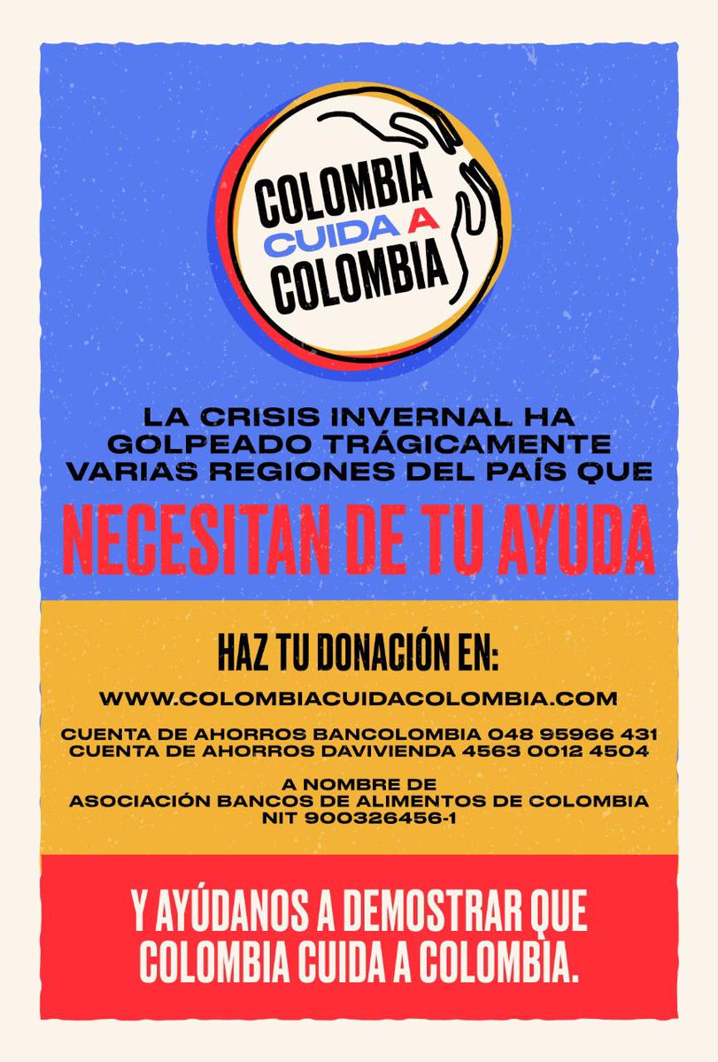 mclacouture's tweet image. A través de @ColombiaCuida podemos hacer los aportes para ayudar a quienes más nos necesitan por el impacto de la ola invernal en varias regiones del país. @AmChamCol #ColombiaCuidaColombia colombiacuidacolombia.com