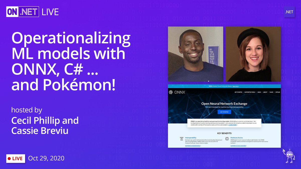 dotnet's tweet image. In this On .NET live session, @Cassieview shows us how we can reuse existing machine learning models using #dotNET and #ONNX as she demos using a model that can classify wine quality based on the description from a wine magazine!