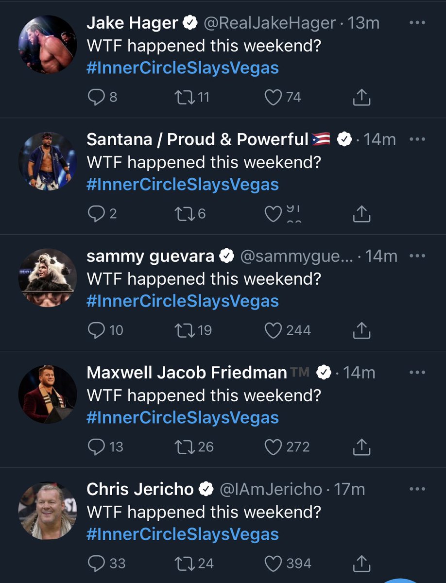 SonicElwood's tweet photo. Well, well... #AEWDynamite should be epic this week! #OGWA #InnerCircleSlaysVegas https://t.co/1zrRnlx3mu