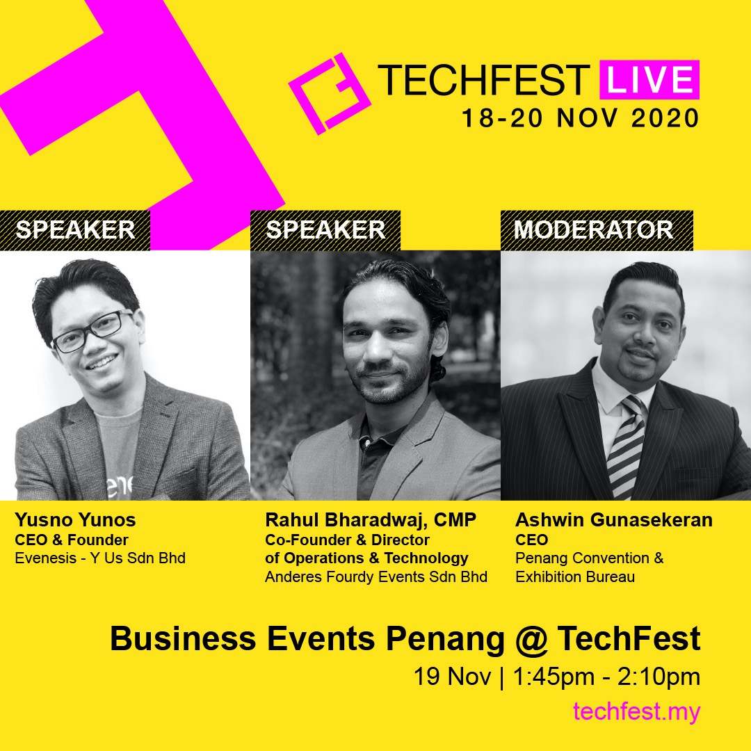 evenesis's tweet photo. Come join two of Business Events Penang's tech wizards - Rahul Bharadwaj of @anderesfourdy and @yusno as they share their expert insights with @PCEB_MY at #TechFestPenang! Book your slot at https://t.co/n3LNIa5Si5 NOW before the Early Bird offer ends!

#TechFest2020 https://t.co/oZJjUEfFWs