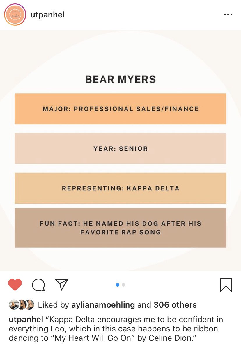 Tune in to the <a href="/UTPanhel/">UT Panhel</a> Instagram to see <a href="/bearthesquare/">Bear 🏴‍☠️</a> absolutely kill it in his ribbon dancing routine!! And of course, don’t forgot to like and comment!!💚💚
