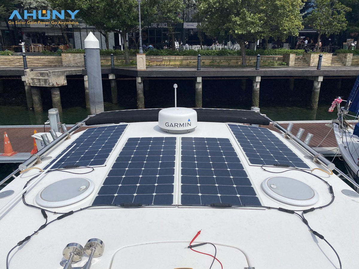 AhonyPower's tweet photo. semi flexible solar panel 135w SunPower Gen III cells.
install on surface,now updated to our semi rigid eMarvel series walkable solar modules.#yachtsolar #solarforyacht #solaronboat #solarforcatamaran #solarforrv #solarrv #solarfactory #flexiblesolarfactory . https://t.co/dy9XXzdajH