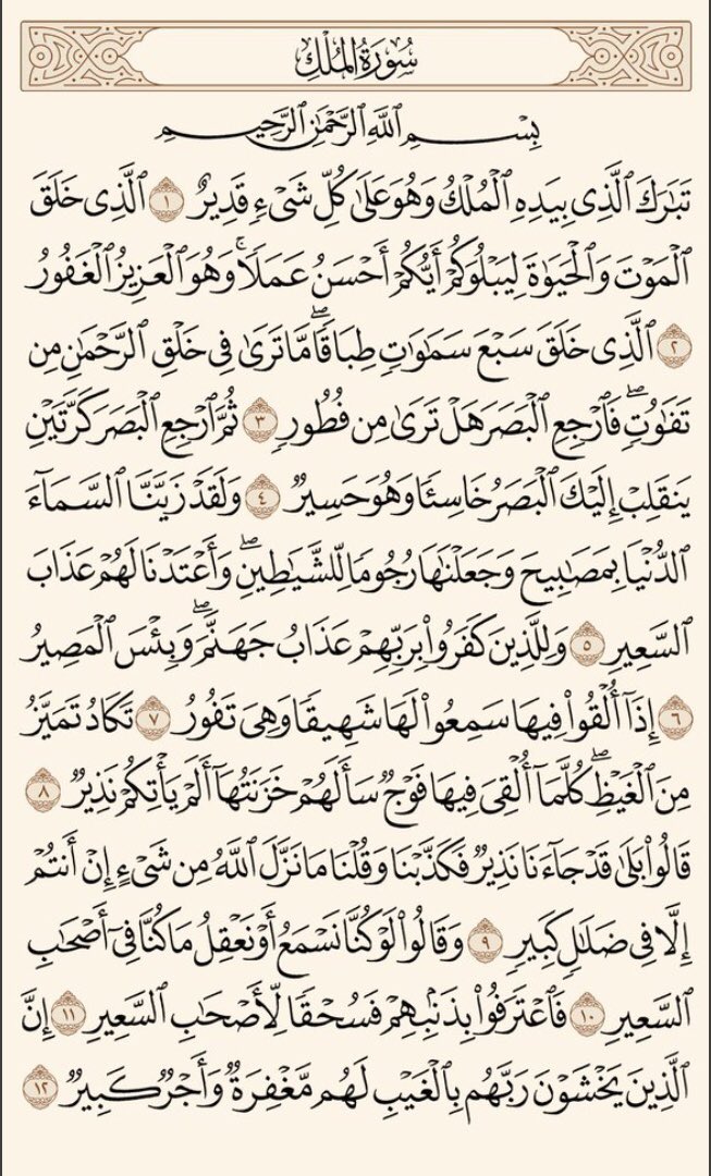 _nooll1's tweet photo. أفضل ما تختم بِه يومك قبل النوم قراءة سورة الملك فهيَ المُنجية من عذاب القبر بإذن الله https://t.co/wVKY6xi0n1