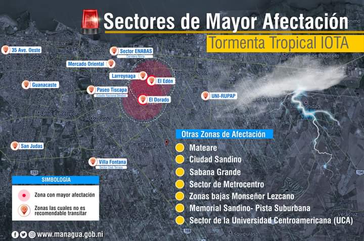 dalylaalvarez's tweet photo. #ALMAINFORMA 📢🚨
Detalle de sectores con mayor afectación en Managua ocasionado por Tormenta Iota, en los cuales les recomendamos evitar transitar 🚧 🌊
#AlmaSomosTodos #PrevenirEsVivir #ALMAManagua https://t.co/Y2zCvVLpPS