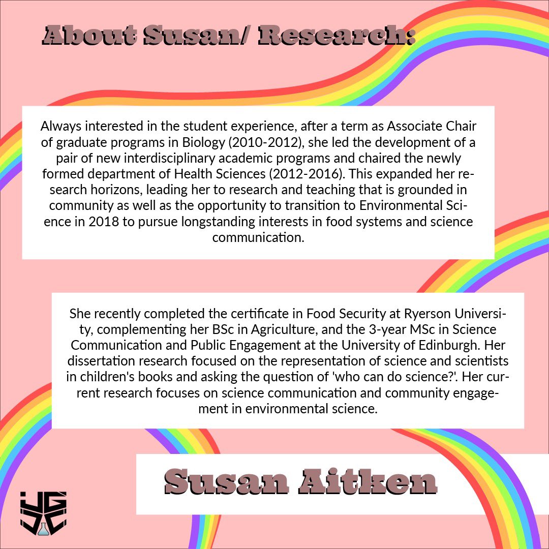 UWinUGCC's tweet photo. Today’s spotlight for LGBTQ+ scientists is Susan Aitken! Read all about her awesome contributions to the science community 🧬🔬 #LGBTQinSTEM https://t.co/rM2RWnE5cw