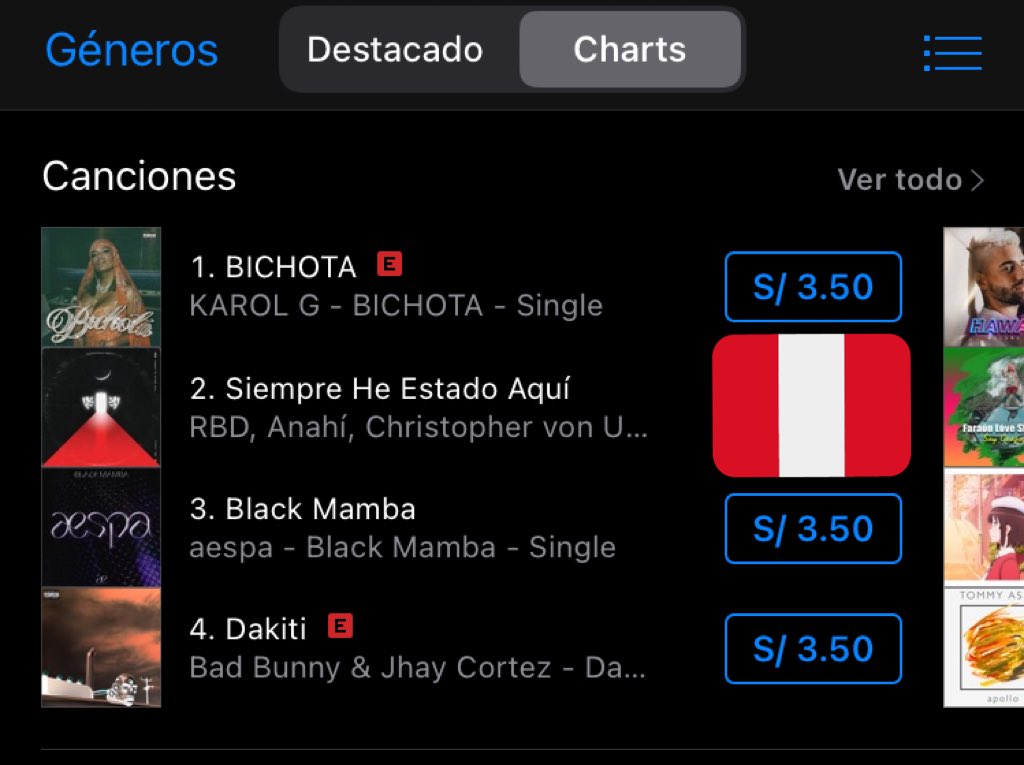 RBD___Peru's tweet photo. TOP #2 en itunes charts GENERAL de PERÚ 🇵🇪 con SIEMPRE HE ESTADO AQUÍ 

@RBD_oficial @Anahi @maiteperroni @christopheruck @christiancha 🥳🥳✨ https://t.co/zBDPXF9oj0