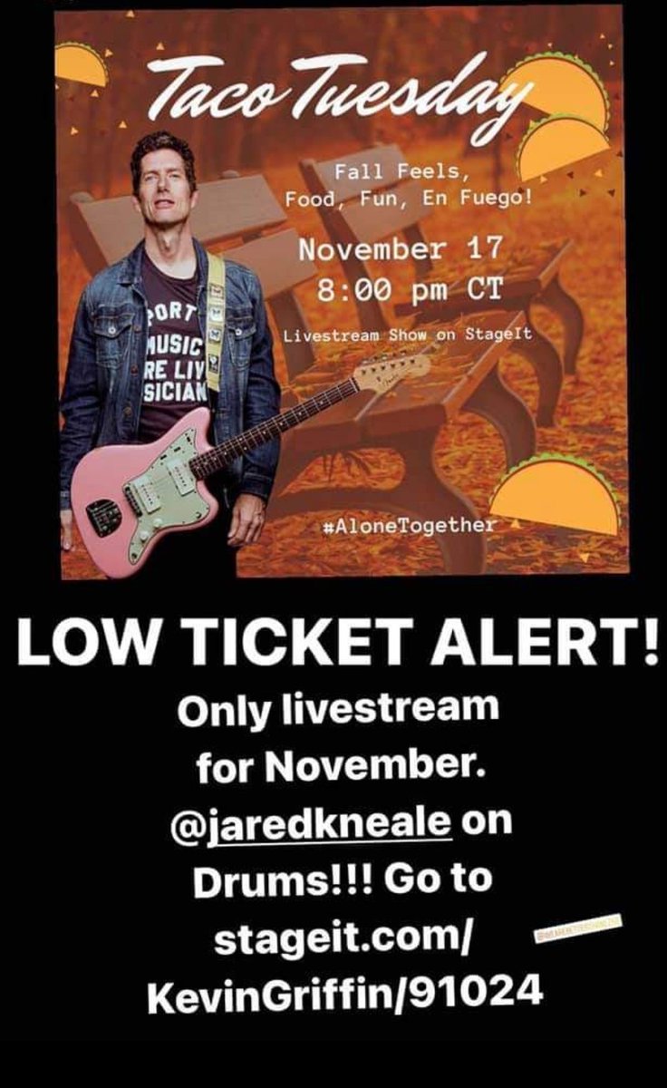 EzraliteArmy's tweet photo. Shake your fancy pants on over to https://t.co/jn569b0WEN for the ONLY #TacoTuesday of November! 🌮🎸🥁#AloneTogether @kevinmgriffin @jaredkneale https://t.co/YghZhq9wBz