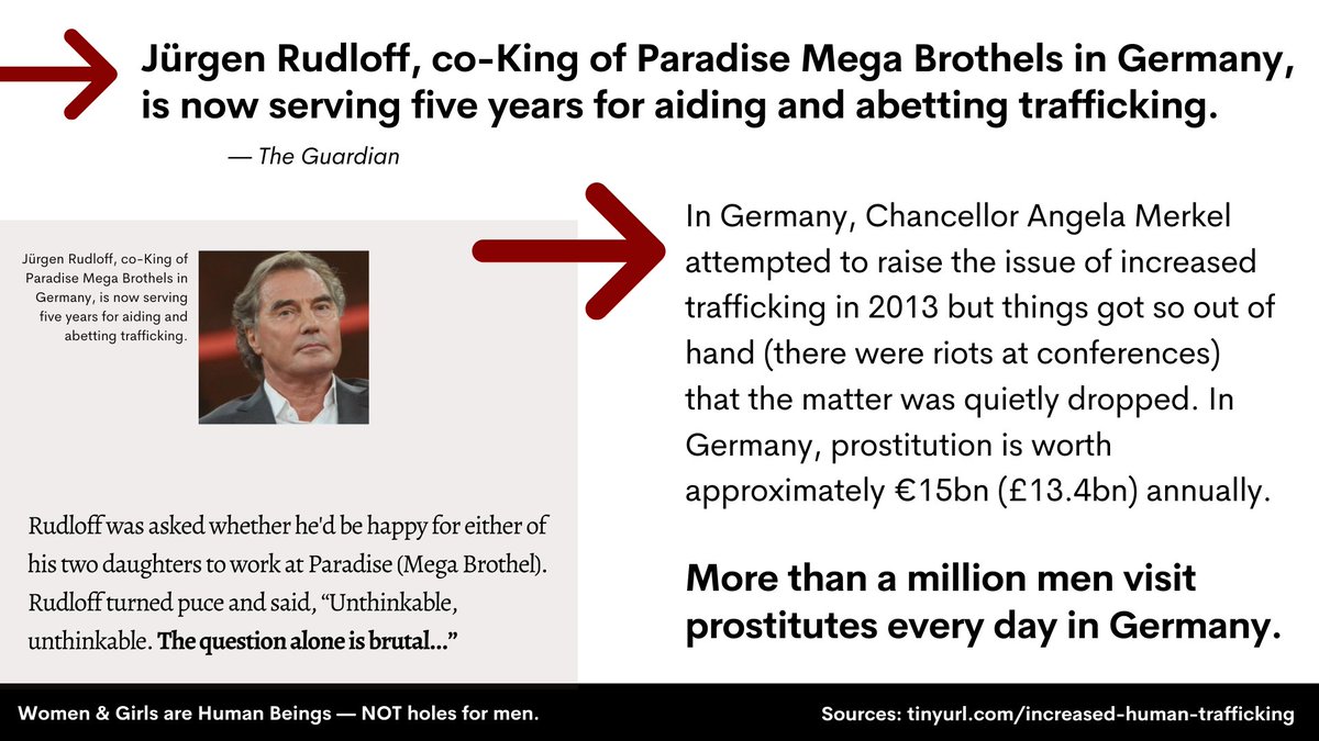 "Prostitution – legalised in Germany in 2002 – is worth an annual €15bn (£13.4bn), and more than a million men visit prostitutes every day." https://www.theguardian.com/global-development/2019/jun/22/trouble-in-paradise-rise-and-fall-of-germany-brothel-king-jurgen-rudloff