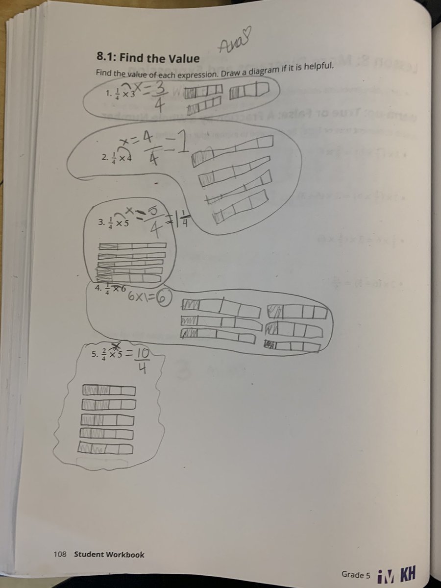 TaniaPalmieri3's tweet photo. Absolutely love when Ss make the jump from concrete representations to the more abstract representations.  Not only did these 5th graders make the connection, but they could explain their mathematical thinking while exploring today! @IllustrateMath @GHillsGators @BPSTeachLearn https://t.co/UvO8TGknvA