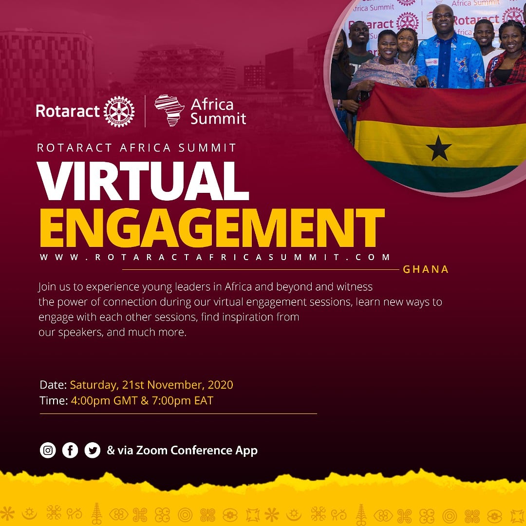 J_Harsam's tweet photo. Hear Ye! Hear Ye! 😄

The #Rotaract #Africa Summit @racafricasummit presents a virtual engagement on a continental scale. Experience young leaders in Africa 🌍
and beyond! ❤️

Team @RotaractGhana 🇬🇭 🖤
Looking forward to 21st November! ⭐

#RotaryConnect
#RotaryOpensOpportunities https://t.co/MUy3n6uf3z