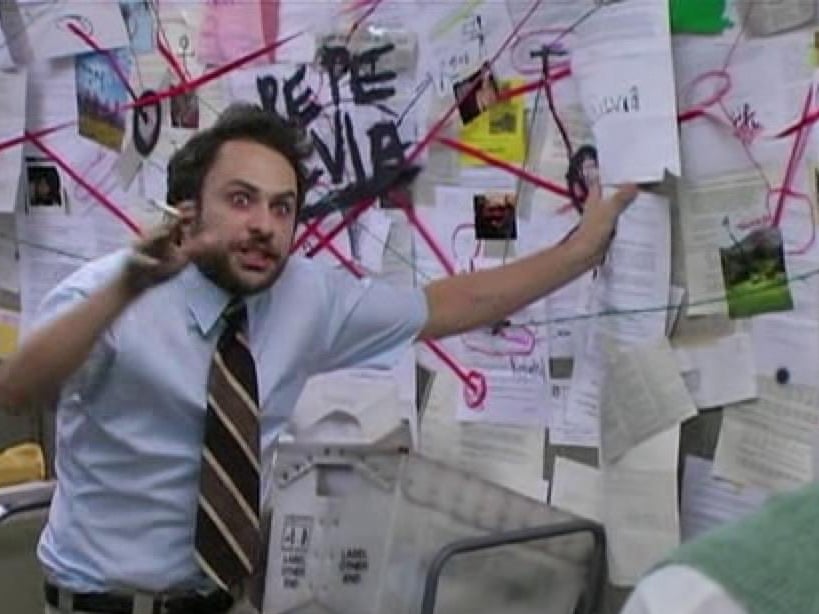 Me, in my office mapping the connections between Jared Kushner, Koch Industries, and George Soros