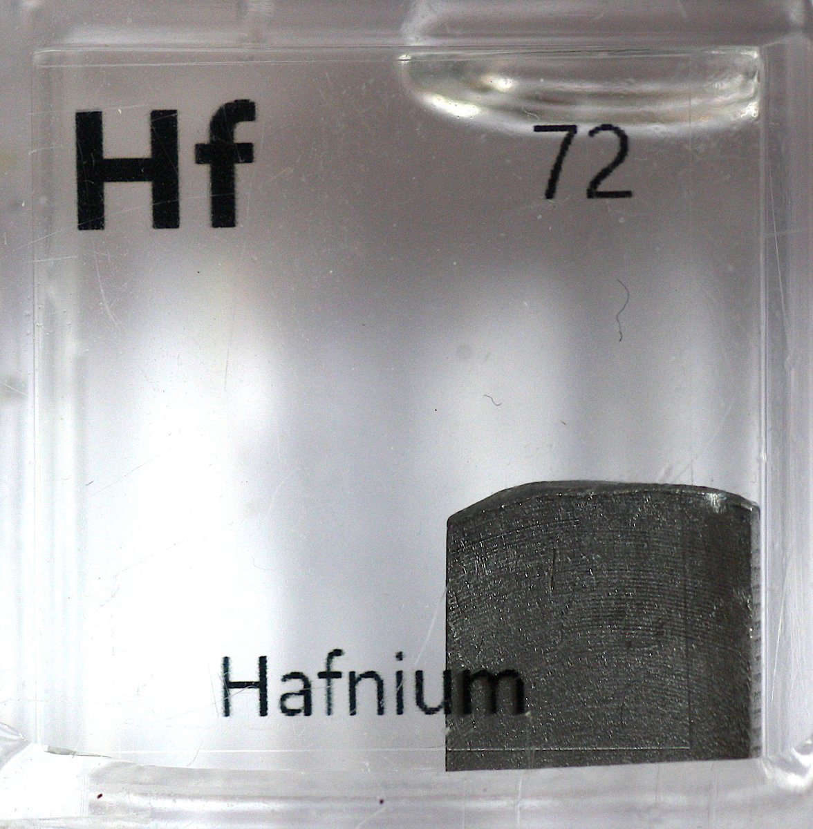 Hafnium  #elementphotos. White compound is hafnium oxychloride (HfOCl2.8H2O).