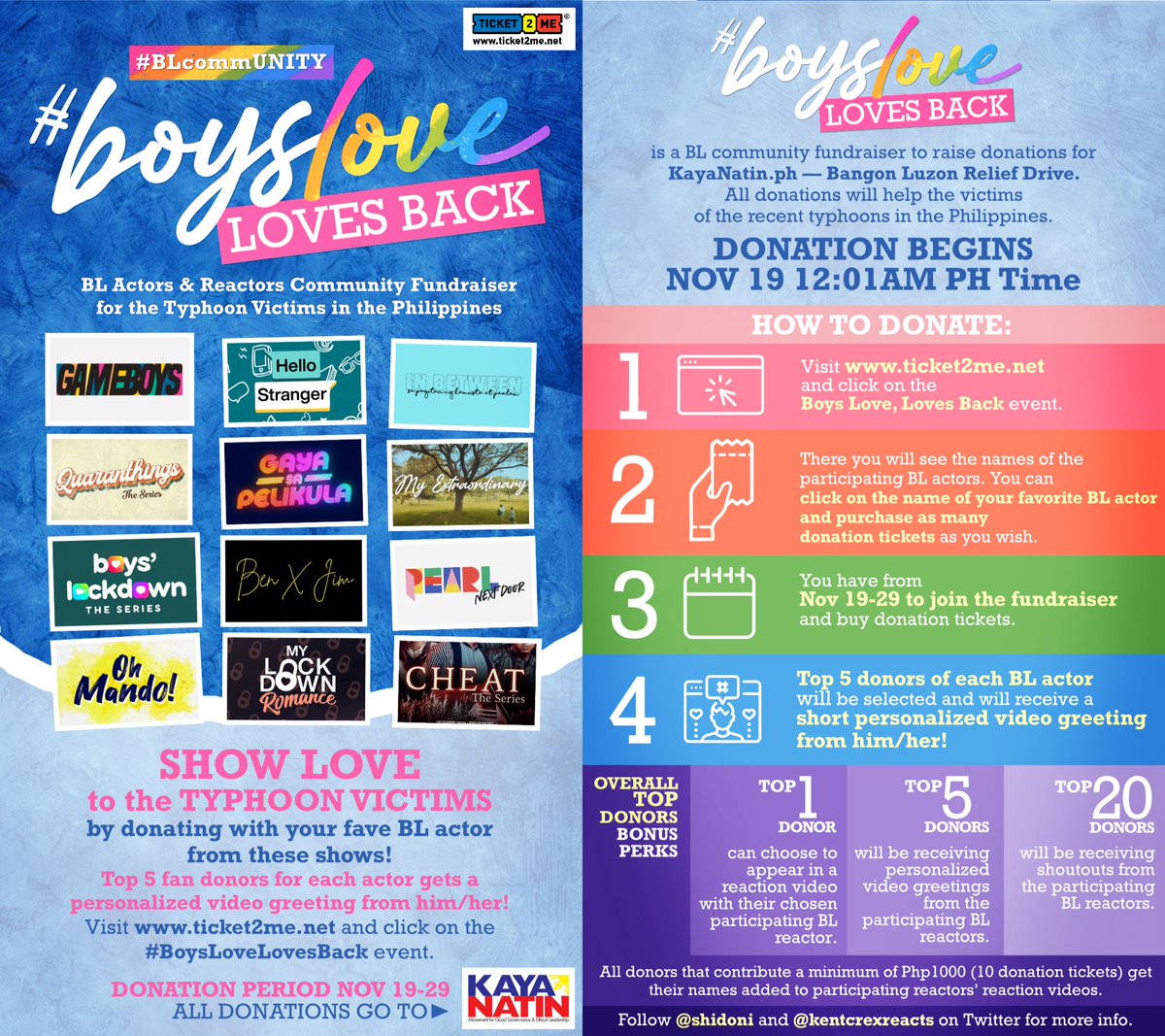 shidoni's tweet photo. ❗️INSTRUCTIONS on HOW TO DONATE to #BoysLoveLovesBack @KayaNatinPH Fundraiser for the PH typhoon victims (Donation starts Nov 19 12:01AM PH Time)❗️

🏳️‍🌈 Please RT and share with #BoysLoveLovesBack #BLcommUNITY 🏳️‍🌈

(Vertical versions for sharing via IG and FB stories!) https://t.co/OhNsEVYB61