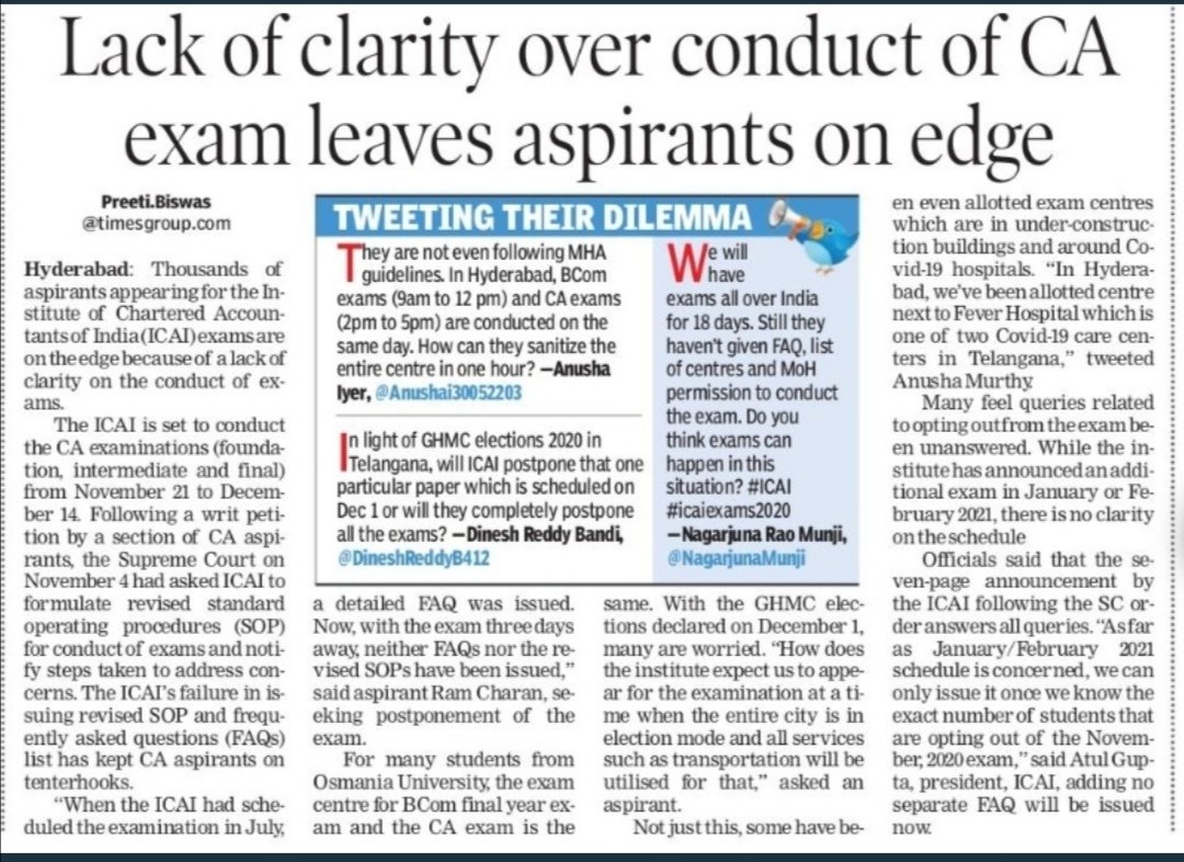 Chandan87274970's tweet image. Aaj ki taaza khabar !! 

#icaiexams 
#icaiexampostponement 
#ICAI_DENIES_JUSTICE