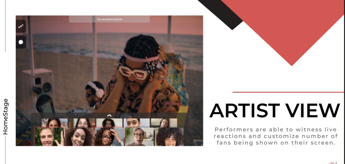 simranthinks's tweet photo. We realized the best part of live entertainment is enjoying it with your friends. Our team came up with HomeStage - video chat your friends while watching your fave artists, wide variety of live shows, merch shops, + more. We made this in 30 hours. I’m pretty freakin proud of us. https://t.co/L30tgATFnv