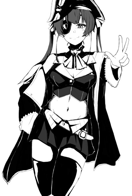 モノクロ練習で宝鐘マリン
#マリンのお宝 