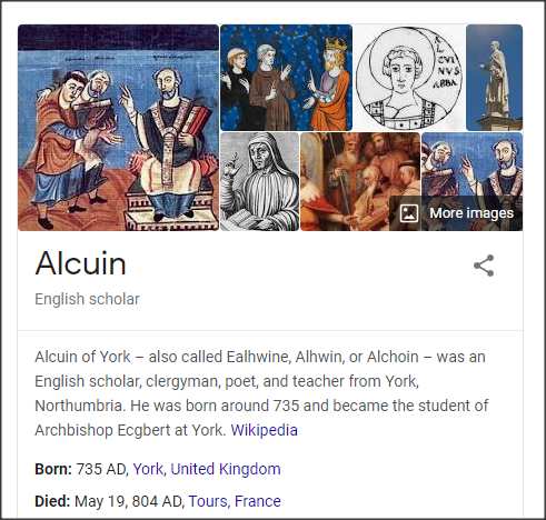 Alcuin, as head of the Palatine school established by Charlemagne at Aachen, introduced the traditions of Anglo-Saxon humanism into western Europe. He was the foremost scholar of the Carolingian Renaissance.