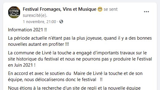 guebriant's tweet photo. 🧑‍🎤 La ville de #Craon aura le plaisir d'accueillir l'édition 2021 du #Festival Fromages, Vins et Musique @FestivalFvm
 à l'espace le Pré 9, le samedi 5 juin. https://t.co/RhI6glSwhT