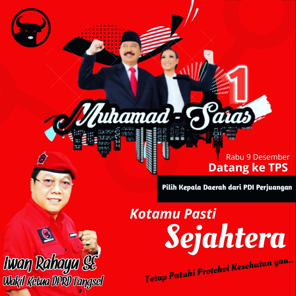 990Manda's tweet photo. Siapp memerahkan kota Tangsel.. Muhamad-saraswati pasti menang.. 

@bumegabercerita 
@66Hasto 
@PutraNababan 
@PDI_Perjuangan 
@ranodoelkarno 
@RahayuSaraswati 

#BerSATUmajukanTangsel https://t.co/E4PsvUkoct