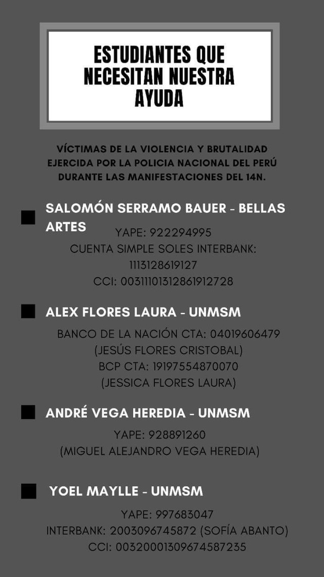 RenunciaWei's tweet photo. ¿Nos ayudan difundiendo esta información? Los heridos de la semana pasada necesitan de apoyo para cubrir sus gastos médicos. https://t.co/I5UcWRXpyZ