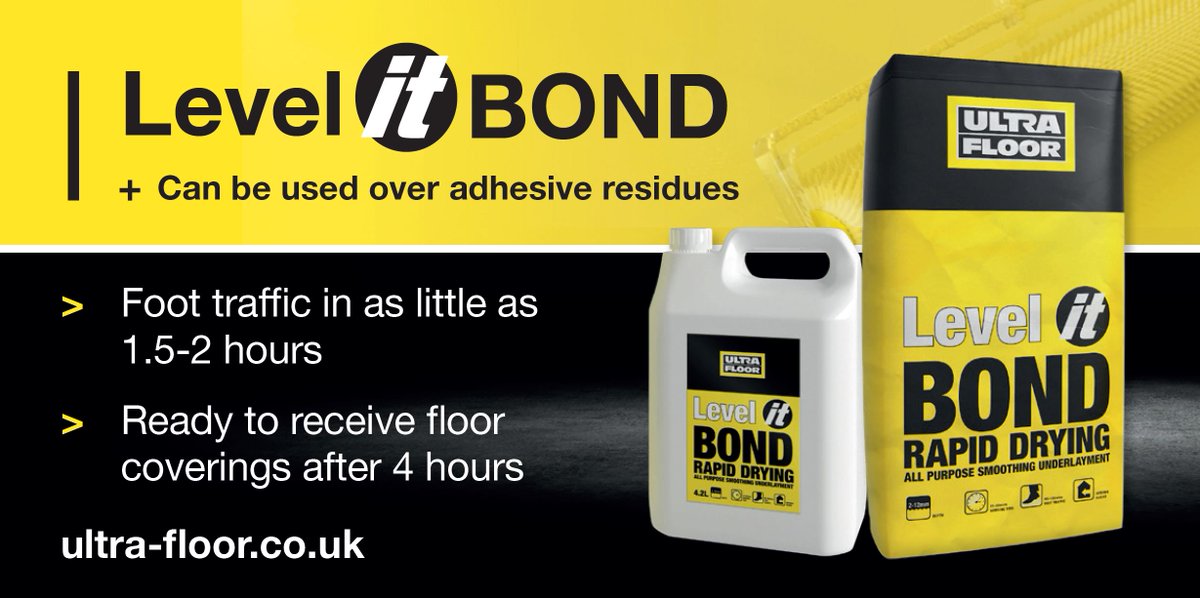 Ultra_Floor's tweet photo. Working with old adhesive residues? Level IT Bond is the floor leveller for you! Keep things running as smoothly as possible on-site with this fantastic rapid drying, all purpose smoothing underlayment https://t.co/aUZcuZMPb8 #Bond #LevelITBond #Subfloor #Flooring #FlooringPrep https://t.co/yfDYdzuIkC