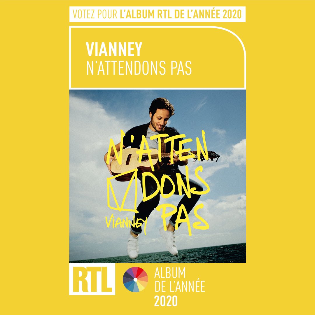 StevenBellery's tweet photo. 🥳 Bravo @VianneyMusique ! Tu es en finale pour l’Album @RTLFrance de l’année 2020 avec « N’attendons pas ». Un jury d’auditeurs va désormais se réunir. Verdict le 7 décembre à 9h dans @LVT_RTL https://t.co/wKIaDJbnYL