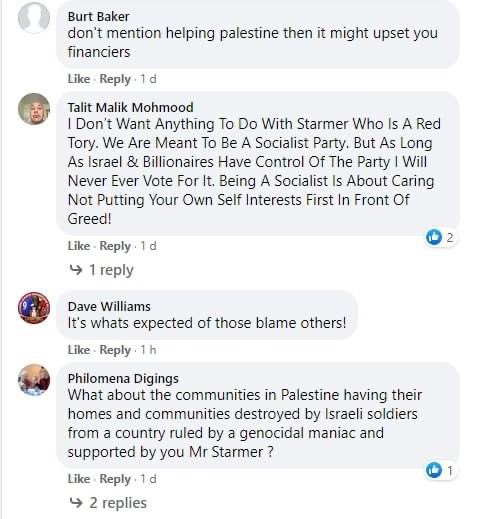 Meanwhile, Keir visited a local synagogue on 15 November, let’s see what people following the Labour Party Facebook have to say: