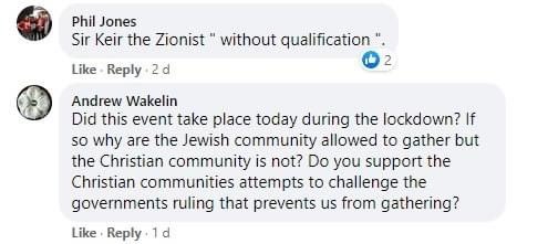 Meanwhile, Keir visited a local synagogue on 15 November, let’s see what people following the Labour Party Facebook have to say: