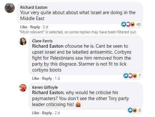 Meanwhile, Keir visited a local synagogue on 15 November, let’s see what people following the Labour Party Facebook have to say: